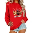 thumbnail image 2 of Uootdi Christmas Long Sleeve Sweatshirts for Gift Women Crewneck Christmas Gnome Wine Glass Cute Santa Hat Xmas Tree Graphic T-S hirts, 2 of 6