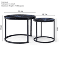thumbnail image 3 of IVV Nesting Coffee Table Set of 2, Modern Round Side/End Tables for Living Room Bedroom Balcony, Black Marbling Accent Tables with Metal Frame, 3 of 10