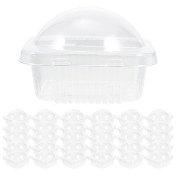 Kelingqi 50 Pcs Sweetmeats Package Boxes Clear Reusable Plastic Cupcake Containers with Dome Lids
