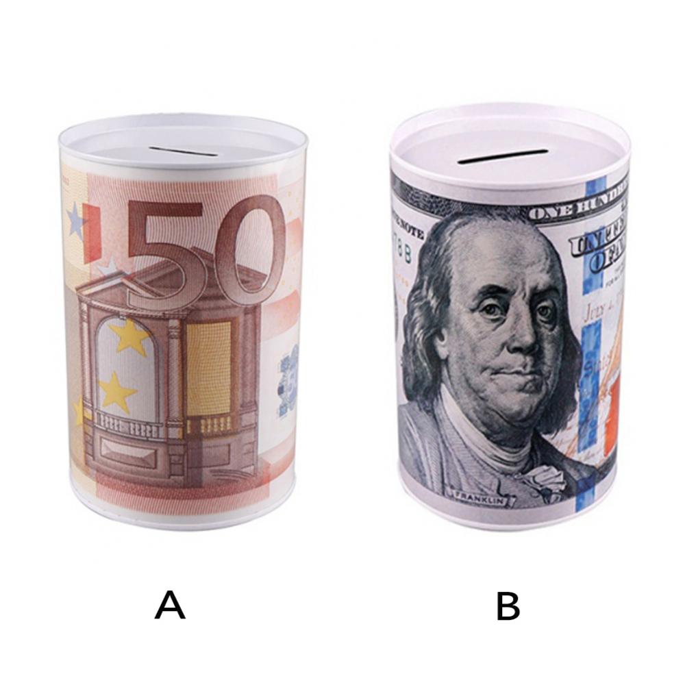 100 Dollar Bill Metal Money Coin Piggy Bank – Novelty Tin Bank With Slot, No Opening (10.7cm)