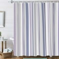 thumbnail image 3 of Modern Abstract Shower Curtain - 72"x72" Blue Purple Grey Stripes Minimalist Aesthetic Waterproof Machine Washable Fabric Set with 12 Plastic Hooks, 3 of 6