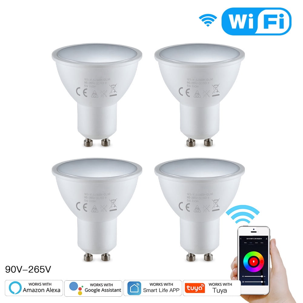 5W GU10/E14 WiFi Smart Bulb RGB+W+C Full Color Dimmable Light 2800k-6500K U6H9 