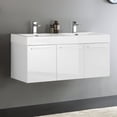 thumbnail image 5 of Fresca Vista 48" Walnut Wall Hung Double Sink Modern Bathroom Cabinet with Integrated Sink, 5 of 7