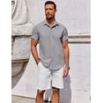 thumbnail image 3 of COOFANDY Mens Untucked Short Sleeve Shirt Button Up Shirt Untucked Dress Shirts Summer Beach Wedding, 3 of 7