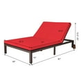 thumbnail image 2 of Gymax Adjustable Patio Rattan 2 Person Recliner Lounge Chair w/ Red Cushion Wheel, 2 of 10