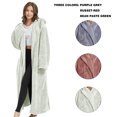 thumbnail image 4 of Women’s Long Fuzzy Hoodie Robe and Short Plush Hooded Bathrobe, Cozy and Warm Silver One Size, 4 of 7