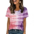thumbnail image 2 of Taylonsss Women's Vintage Gradient Printed Round Neck Short Sleeve T-Shirt Casual Sports Top for Fitness and Daily Wear Comfortable Stretch Breathable Fabric for Spring Summer, 2 of 9