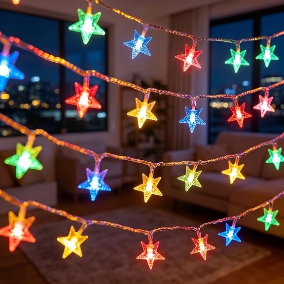 DAYBETTER 33 FT Star String Lights, 80 LED Multicolor Fairy Lights with USB Powered & Waterproof, for Home, Party, Christmas, Wedding