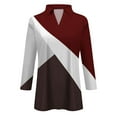 thumbnail image 4 of Huresd Womens Golf Polo Shirts Color Block Quick-Dry Golf V Neck 3/4 Sleeve Shirt for Women Tees Wine 2XL, 4 of 5