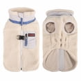 thumbnail image 2 of Fleece Dog Coat, Retro Winter Jacket, Warm Padded Pet Vest with Back Zipper Leash Hole & Pocket, Cold Weather Clothes for Small Medium Dogs Pet Clothing, 2 of 4
