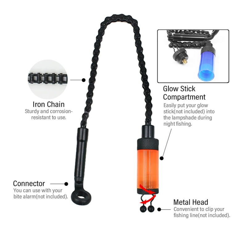 Fishing Tackle Chain Alert Bite Alarm Hanger Long Lasting Iron Chain, Night  Fishing Glow Stick Holder, Improved Hooked Sensitivity Perfect for Day and