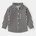 thumbnail image 2 of Swuxness Toddler Casual Long Sleeve T-shirts, Toddler Fall Tops, Boys and Girls Striped Shirt with Chest Pocket School Uniform Top Black, 12-18 Months, 2 of 5