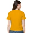 thumbnail image 4 of eloria Women's Lycra Round Neck Slim Fitted Basic Tee Tops Short Sleeve T-Shirt, Color : Dark Yellow, 4 of 6