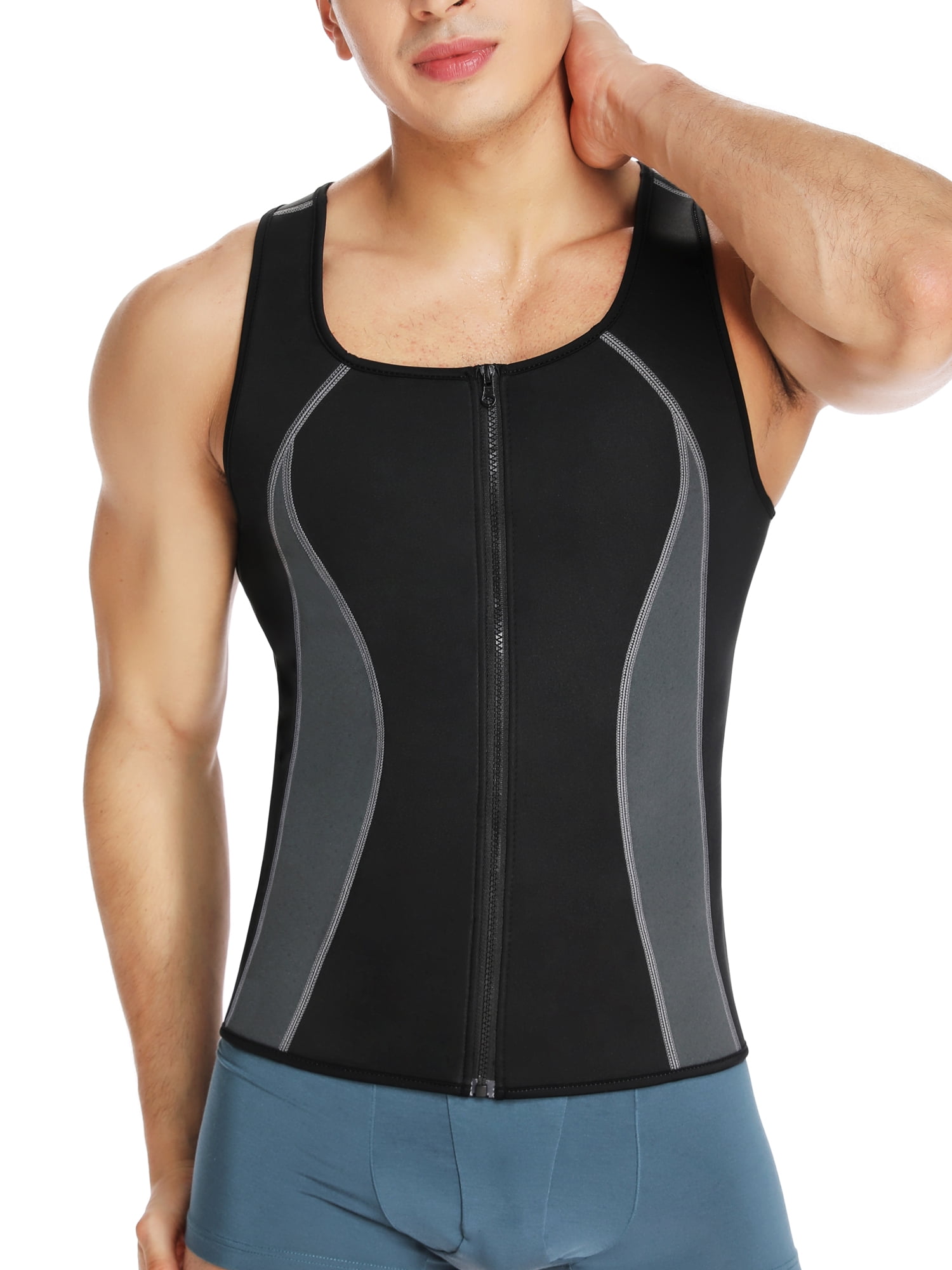 Men/'s Neoprene Sweat Suit Sauna Slim Vests Long Sleeves Gym Slimming Body Shaper