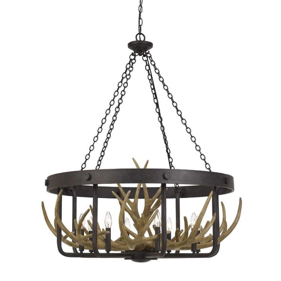 Cal Lighting Angelo 8-Light Metal & Resin Chandelier in Black Iron