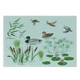 thumbnail image 3 of Rubber Duck Cutting Board, Lake Animals and Plants Lily Flowers Reeds Cane in the Pond Nature Park, Decorative Tempered Glass Cutting and Serving Board, Small Size, White Green, by Ambesonne, 3 of 5