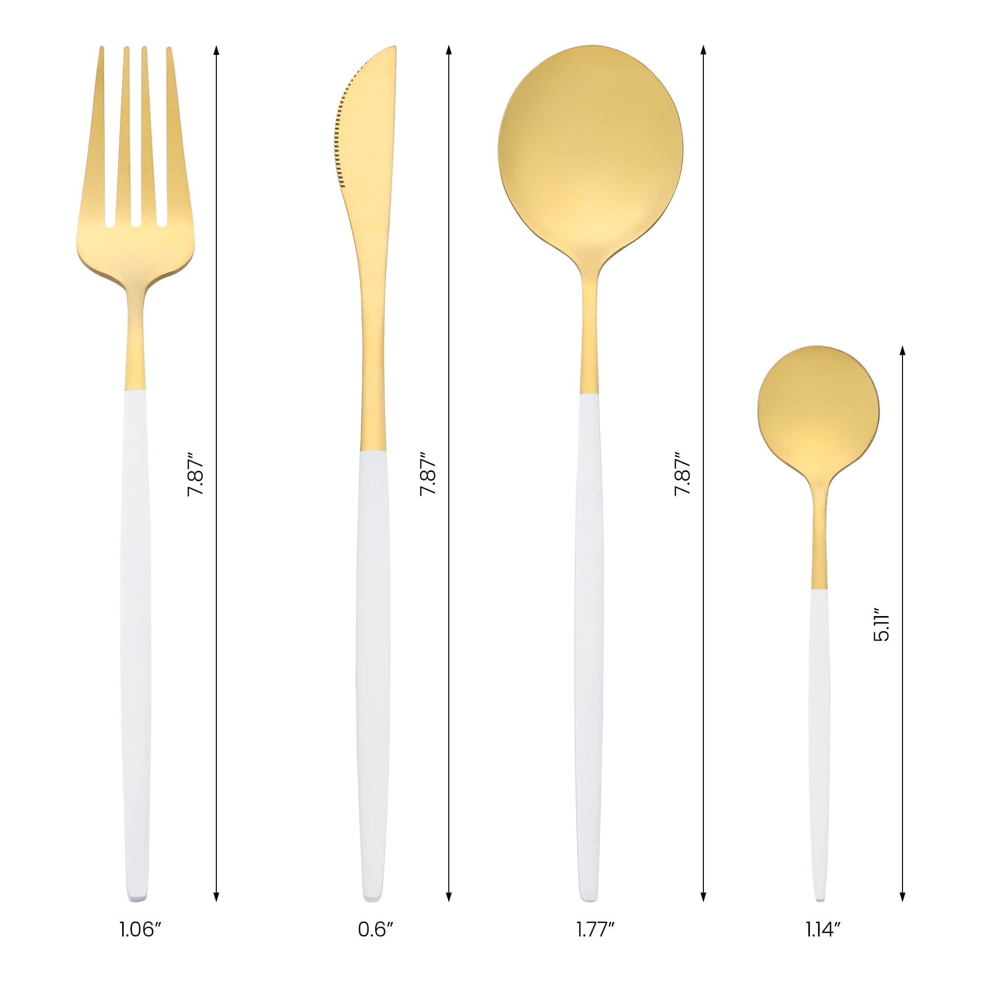 Unique Bargains Stainless Steel Flatware Set for Kitchen Dining Tableware White 4 Pcs