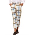thumbnail image 4 of INSPIRE CHIC Plaid Cropped Pants for Men's Slim Fit Business Checked Slacks Beige 28, 4 of 5