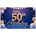 thumbnail image 2 of Yatrandify Colorful Design Happy Birthday Banner Decorative Balloons 50th Celebration Backdrop for Birthday Party Indoor Event Photo Shoot, 2 of 8