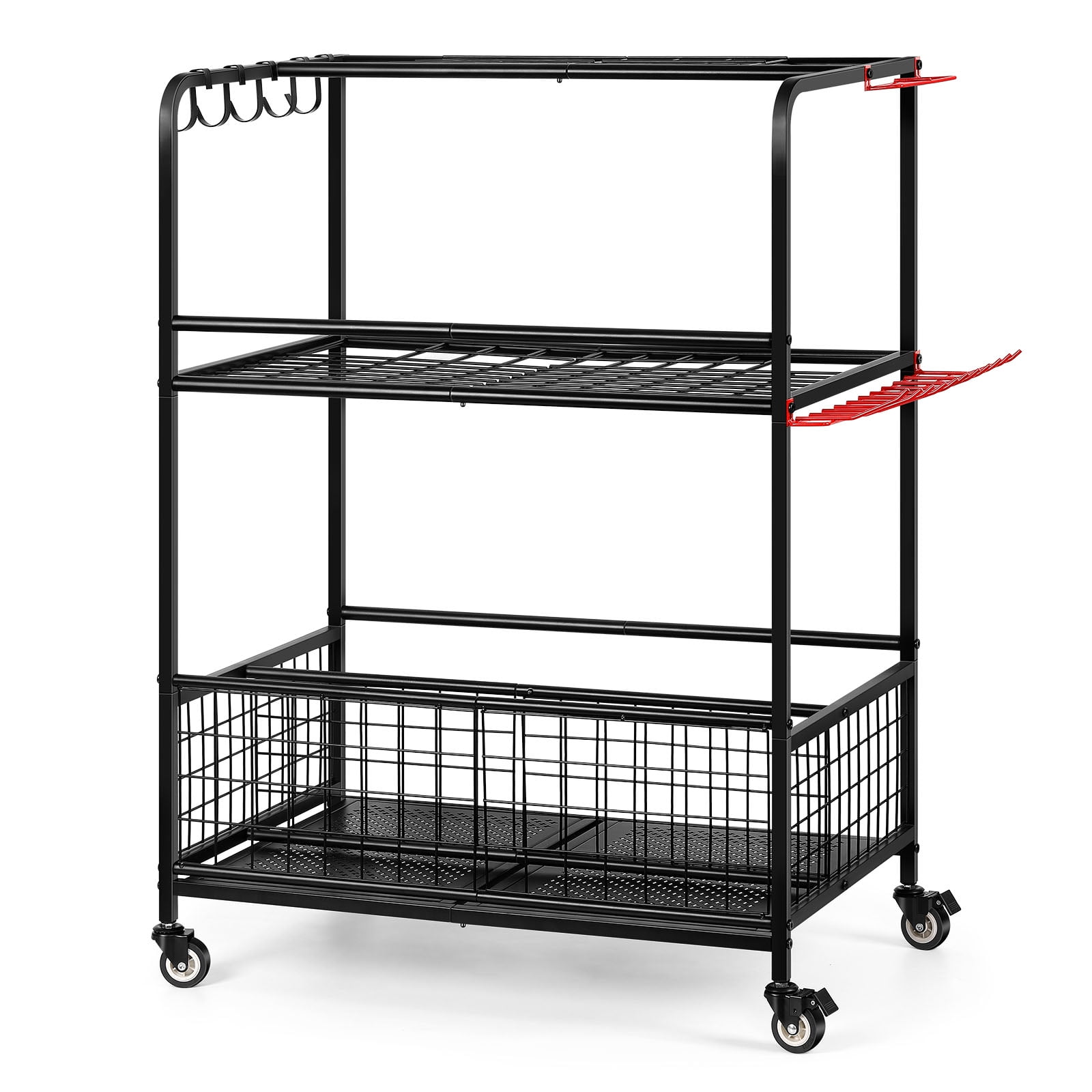 Garden Tool Storage Organizer with Wheels, Yard Tool Stand Holder