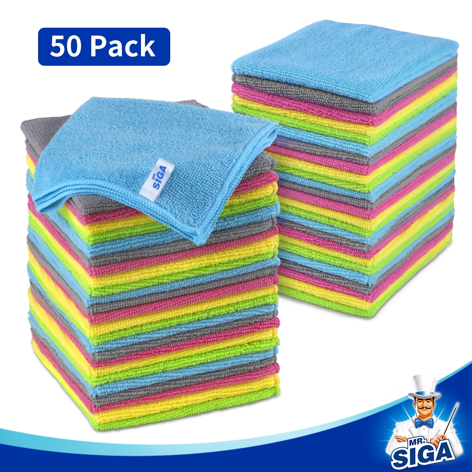 MR.SIGA Microfiber Cleaning Cloth, All-Purpose Microfiber Towels, Streak  Free Cleaning Rags, Pack of 12, White, Size 32 x 32 cm(12.6 x 12.6 inch)