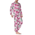 thumbnail image 2 of Vsdgher Flamingo Mens Pajama Set, Soft Warm Long Sleeve Sleepwear, Cozy Button-Down Pjs for Men-Small, 2 of 7