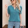thumbnail image 3 of Top de Verano para Mujer, de Corta, Holgado, con Botones Retorcidos, Color Liso, Verde Lago , Talla L, 3 of 4