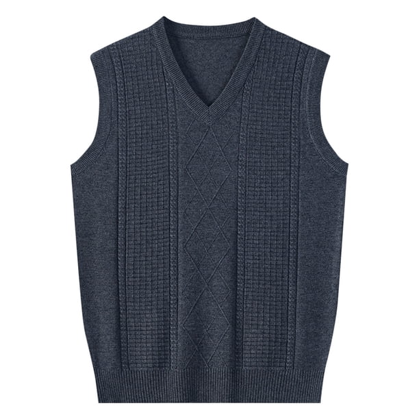 pstuiky Camiseta sin mangas para hombre, Suéter elástico de cuello redondo tejido en color liso para hombre Camisas para hombres m