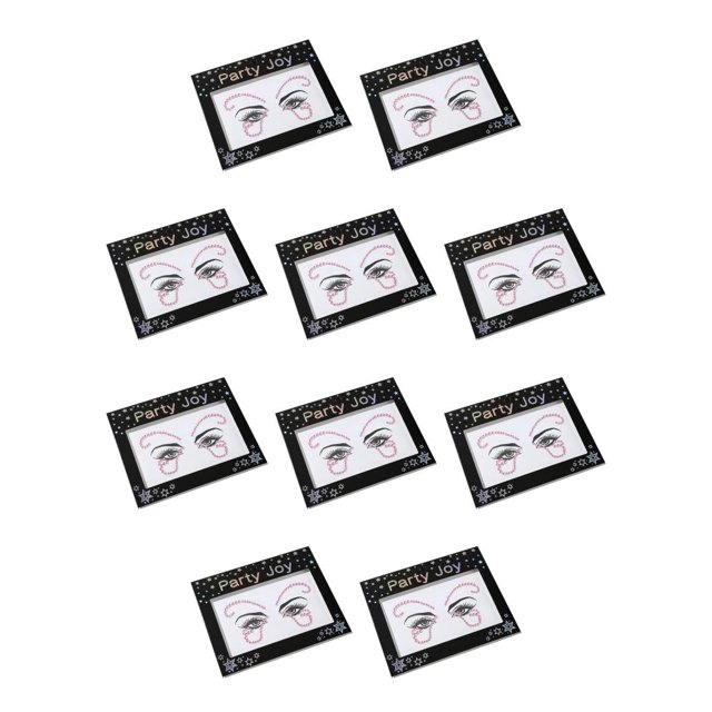 Minnieouse Ojo ceja frente pegatinas de diamantes de imitación Bling cristal cuerpo cara maquillaje joyería DIY adornos para mujeres HF-107 rosa HF-107 Rosa 10Conjunto