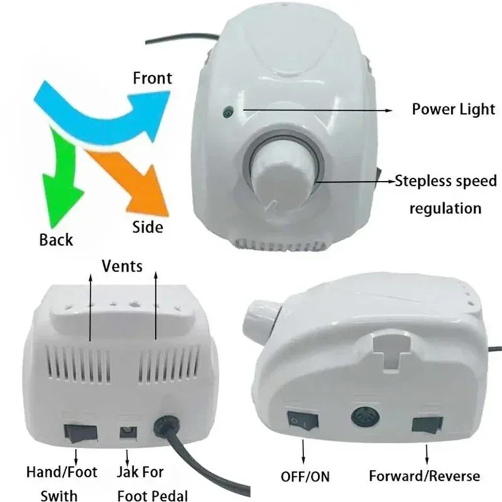 65W Electric Nail Drill Strong Micromotor Control Box DC 30V 35000RPM H200 Handle Milling Machine Manicure Machin
