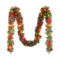 thumbnail image 2 of 16.4 ft Christmas Tinsel Garland with Light, Multicolor, Pastel Christmas Candy Decorations Prelit Tinsel Garland Battery Operated 50 LED Hanging for New Year Party Decor, 2 of 7