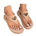 thumbnail image 3 of Womens Toe Ring Flat Sandals Comfortable Flip Flops T Strap Footbed Sandals Ankle Strap Summer Beach Shoes, 3 of 8