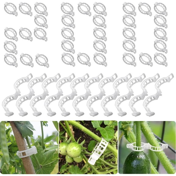 TRIANU 100Pcs Plant Support Garden Clips, Vegetable Cages and Supports, Garden Trellis for Climbing Vine Plants, Supports Clip for Tomato Grape Melon