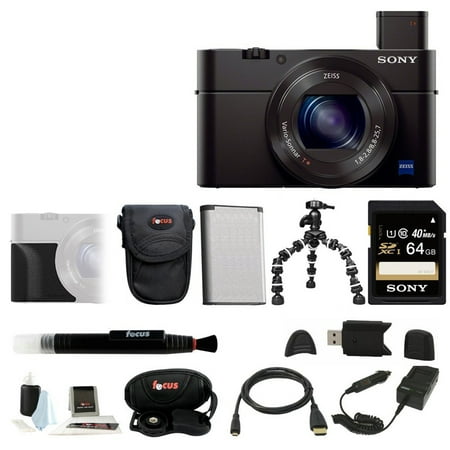 Sony DSC-RX100M III w/ Attachment Grip & 64GB SDXC Accessory Bundle