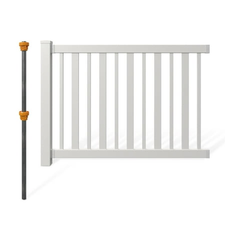 50.5in H x 72in W (1 Panel + 1 Post) No Dig WamBam Sturbridge Fence Kit, White Vinyl Picket Fence Panel, Easy DIY Installation Fence Panel Kit, Durable Outdoor Fence for Yard or Pool, BL19103