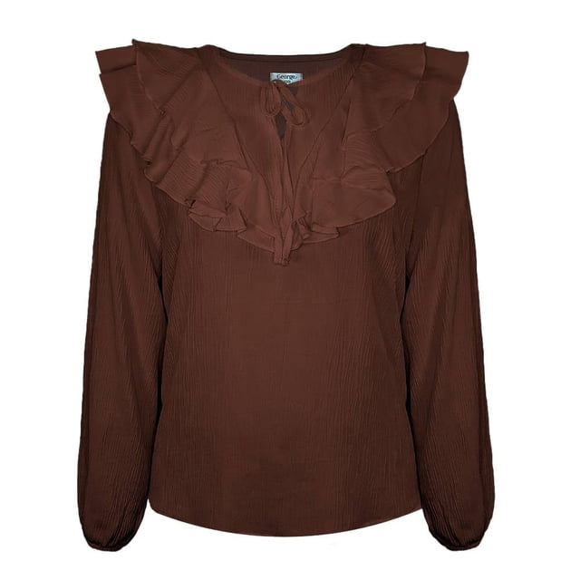 GEORGE G BLUSA CR ML OLANES EN PECHO CHOCOL