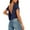Navy, variant on Dolkfu Tops for Women Black Backless Short Sleeve Crew Neck T Shirts Cropped Pullover Summer Shirts for Women L