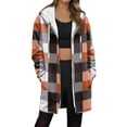 thumbnail image 2 of Bovxnpu Winter Coats for Women, Women's Oversized Jackets Checkered Print Long Sleeve Zip Up Hooded Pocketed Fleece Lined Top Warm Winter Clothing, 2 of 6