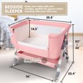 HARPPA 4 in 1 Bedside Height Adjustable, Easy Folding, Pink