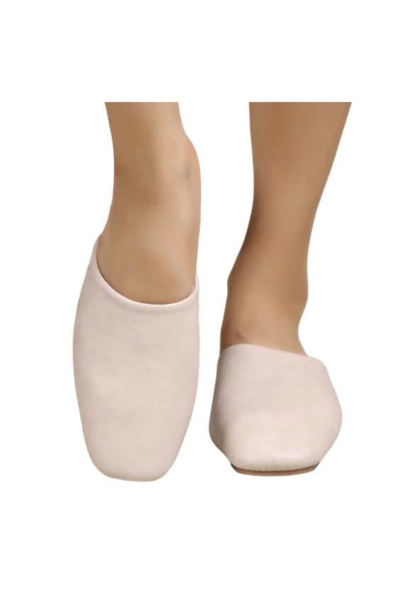 Women's Studded Round Toe Mules, Backless Slip-On Low Heel Clogs, Lightweight Comfort Slippers, Casual Dressy Daily Walking Shoes Beige 6.5EU-37