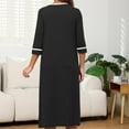 thumbnail image 5 of Roncen Women Zipper Robe 3/4 Sleeves Loungewear Dress Full Length Sleepwear Pockets Housecoat Nightgown Long Bathrobe, 5 of 7