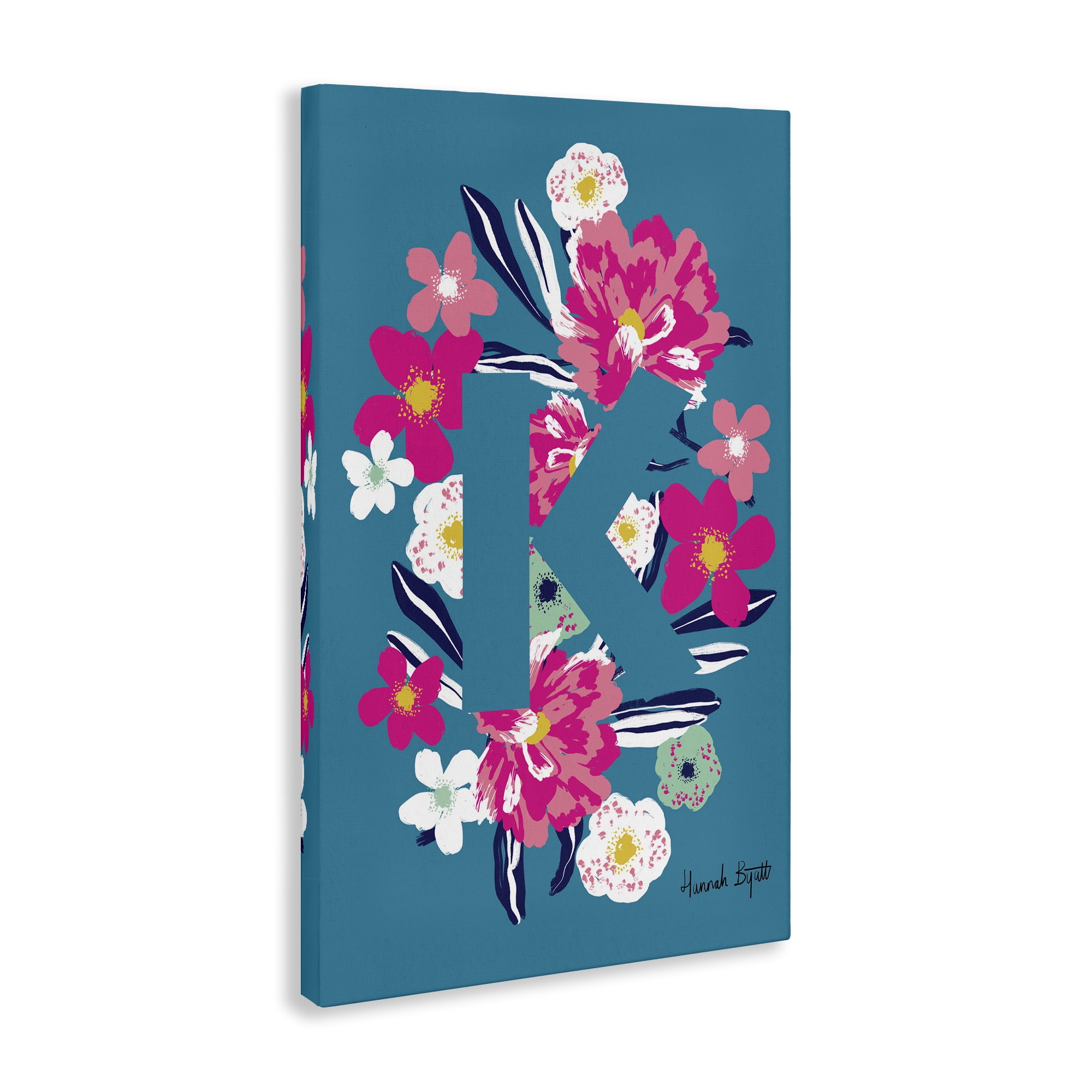 Stupell Industries Floral Bloom Letter K Botanical & Floral Painting Gallery Wrapped Canvas Art Print Wall Art, 16 x 24