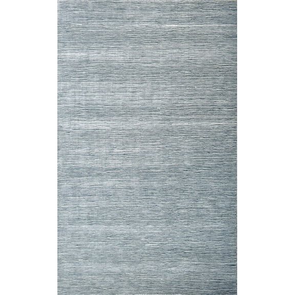 5x8 Solid blue and Ivory Area Rug | Handmade with Wool & Viscose | TRD1006858