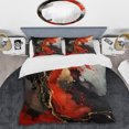 thumbnail image 2 of Designart "Marble Volcano Fiery Red and Gold VI" Abstract Painting Bedding Covert Set - Abstract Red Modern Bed Set With 2 Shams, 2 of 5