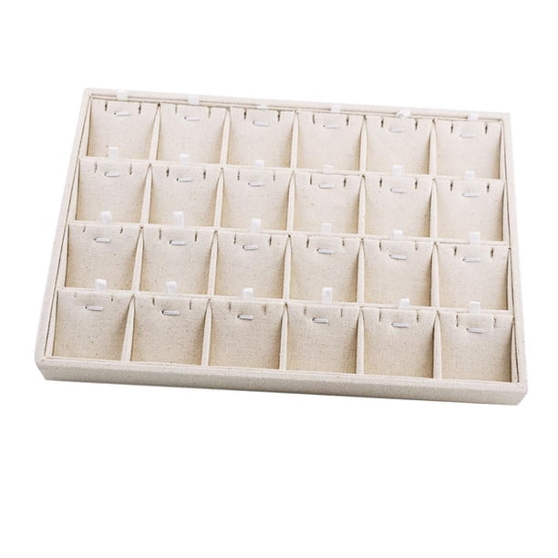 Minnieouse Rings Earrings Jewelry Display Organizer Tray Holder Ropa, zapatos y accesorios Miscelánea Beige Bandeja para collares de 24 rejillas