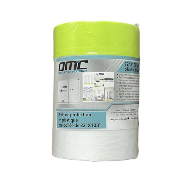 Pre-Taped Plastic Drop Cloth 22"X108'