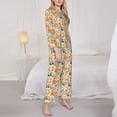 thumbnail image 3 of Fuzoiu Autumn With Hedgehog Print Women's Long-Sleeved Pajama,Lounge Button Down Nightwear,Womens Notch Collar Pajama Set-Medium, 3 of 7