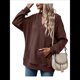 thumbnail image 3 of Sudadera con Capucha para Mujer, Cuello en V, para Invierno y Otoño. Color Café L, 3 of 8