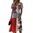 thumbnail image 2 of 250th Anniversary Usa Dresses American Flag Print 4th Of July Dress, Patriotic Midi Wrap V-Neck Party Dress, 2 of 5