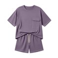 thumbnail image 6 of Maqroz Womens Plus Size Two Piece Lounge Sets Short Sleeve Crewneck Pullover T-Shirts Elastic Waist Shorts Casual Matching Outfits Breathable Sweatsuits Flowy Clothes, 6 of 6